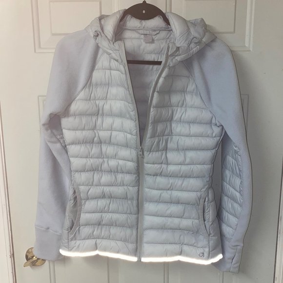 Gap Performance Fleece Puffer Jacket Pearl Blue Small - Picture 3 of 10